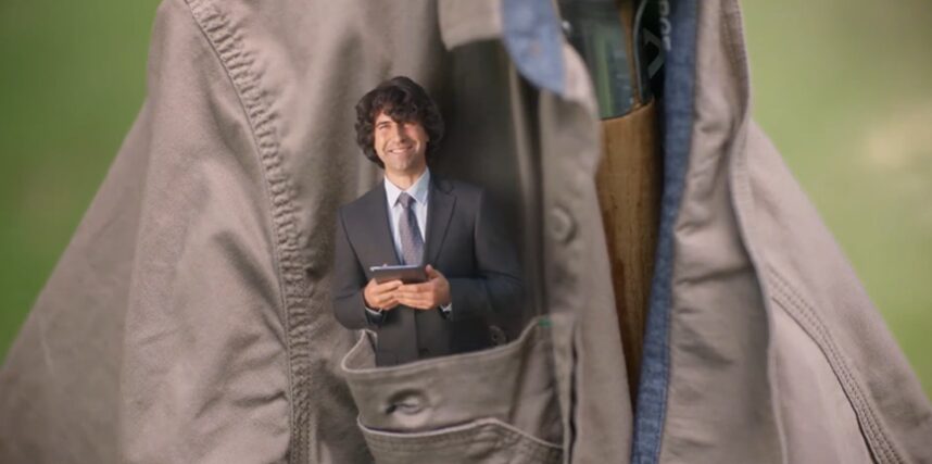small man in pocket for Reckon commercial