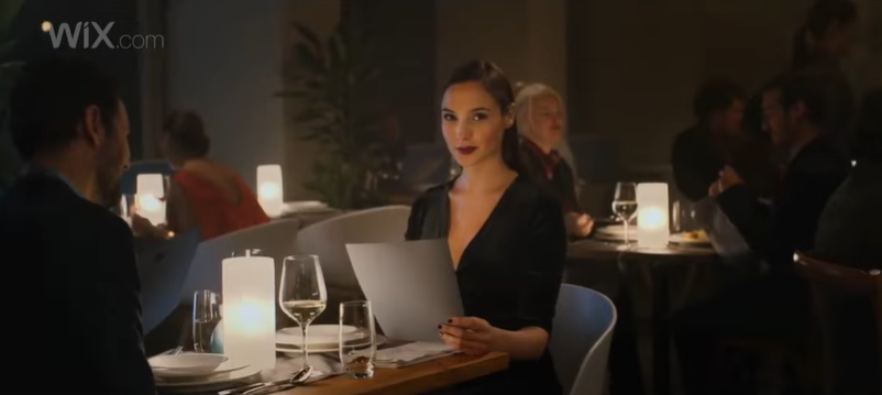 Gal Gadot in a restaurant for Wix commercial