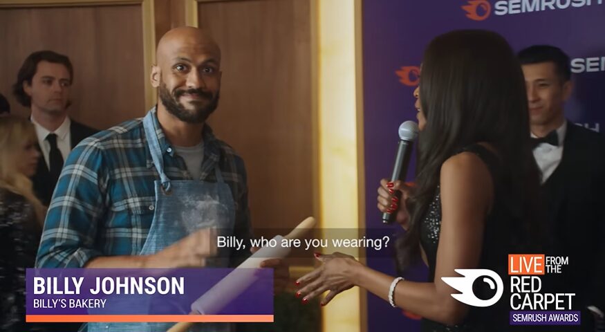 business owner being interviewed for semrush commercial