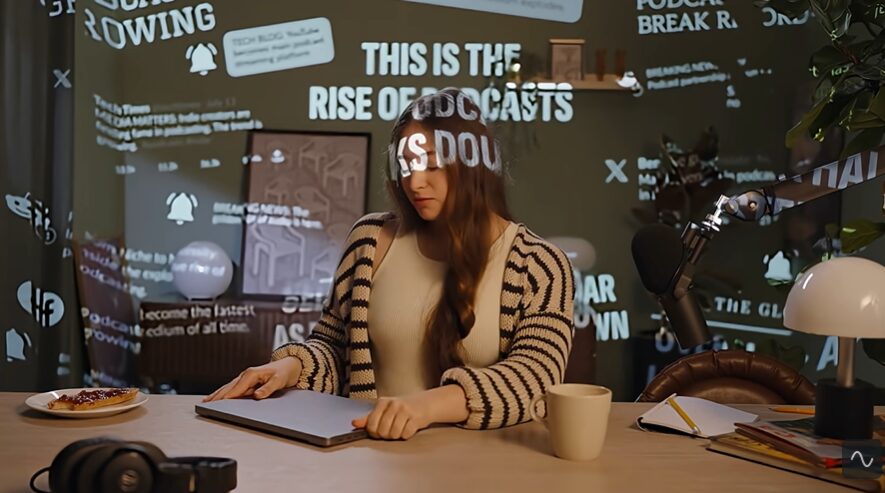 creator preparing for a podcast for riverside commercial