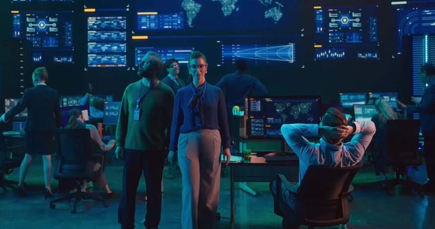 professionals in a security room