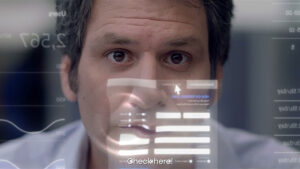 Scene from WalkMe's 'Software Just Wants to See You Happy' B2B video ad showcasing user-friendly software solutions