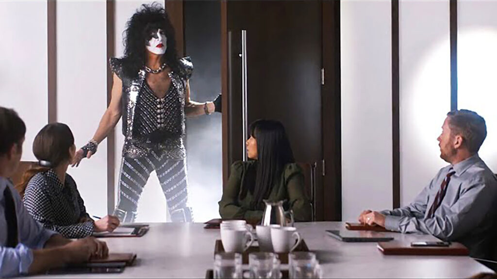 Scene from Workday’s Big Game Spot: Rock Star, a top B2B video ad featuring humor and creativity